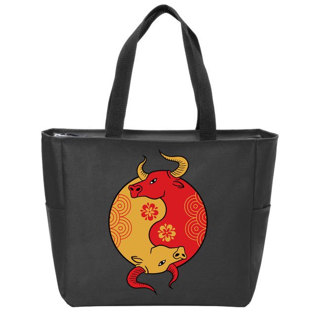 Ying Yang Ox Zip Tote Bag