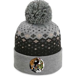 Ying Yang Tiger Dragon The Baniff Cuffed Pom Beanie