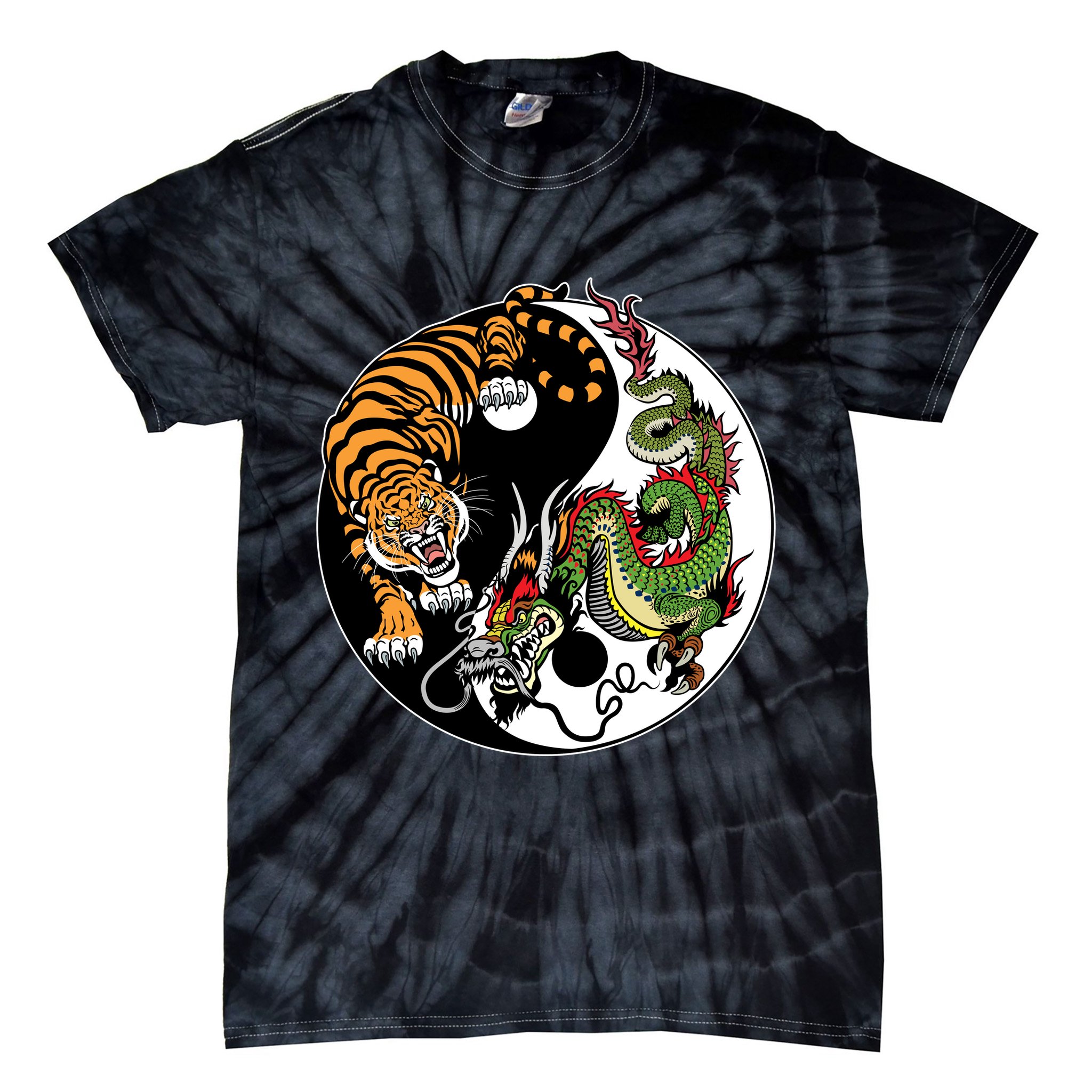 Ying Yang Tiger Dragon Tie-Dye T-Shirt