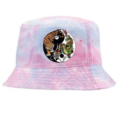 Ying Yang Tiger Dragon Tie-Dyed Bucket Hat