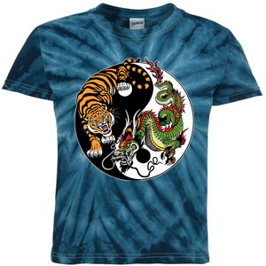 Ying Yang Tiger Dragon Kids Tie-Dye T-Shirt