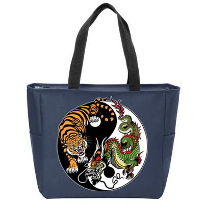 Ying Yang Tiger Dragon Zip Tote Bag