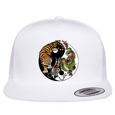 Ying Yang Tiger Dragon Flat Bill Trucker Hat