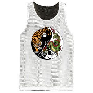 Ying Yang Tiger Dragon Mesh Reversible Basketball Jersey Tank