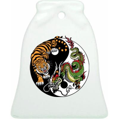 Ying Yang Tiger Dragon Ceramic Bell Ornament