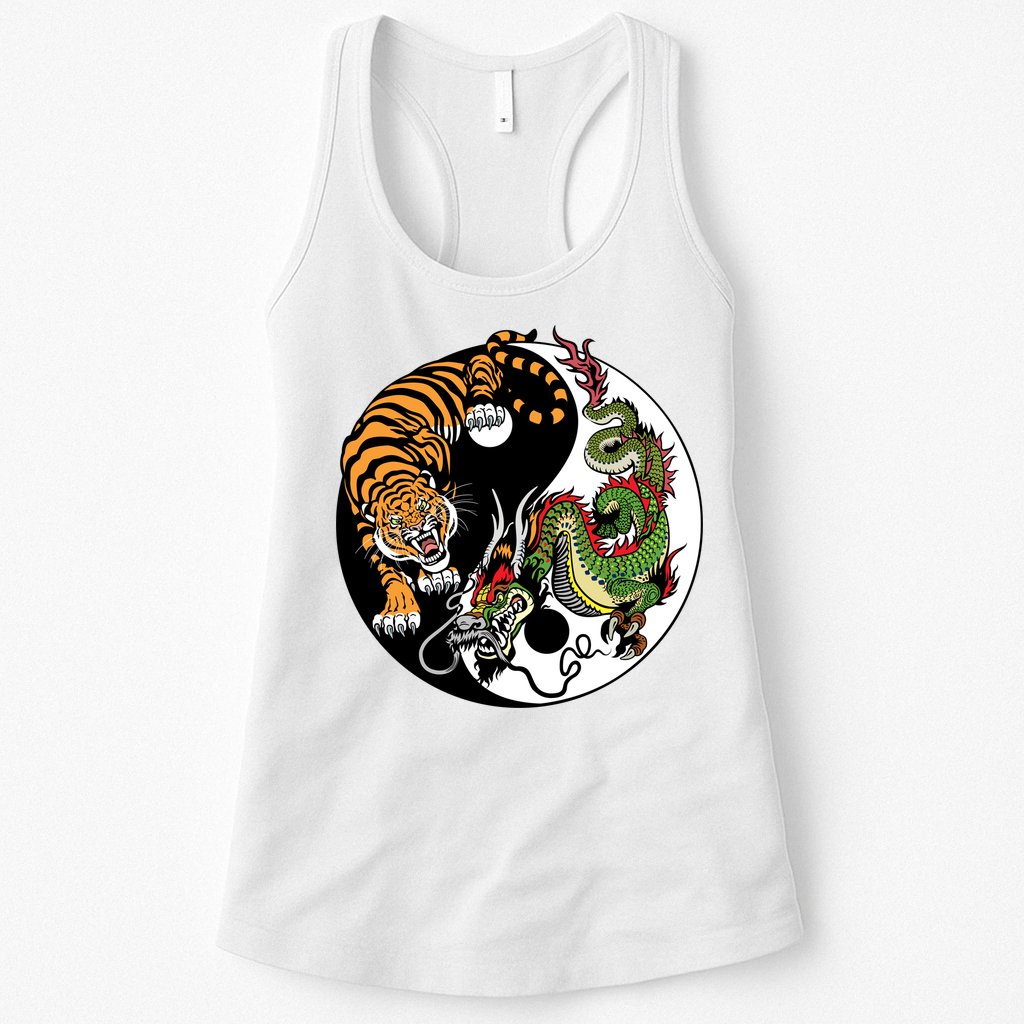 Ying Yang Tiger Dragon Womens Tank Top