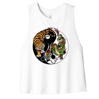 Ying Yang Tiger Dragon Women's Racerback Cropped Tank