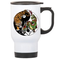 Ying Yang Tiger Dragon Stainless Steel Travel Mug