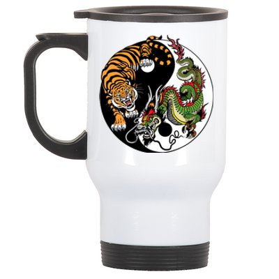 Ying Yang Tiger Dragon Stainless Steel Travel Mug