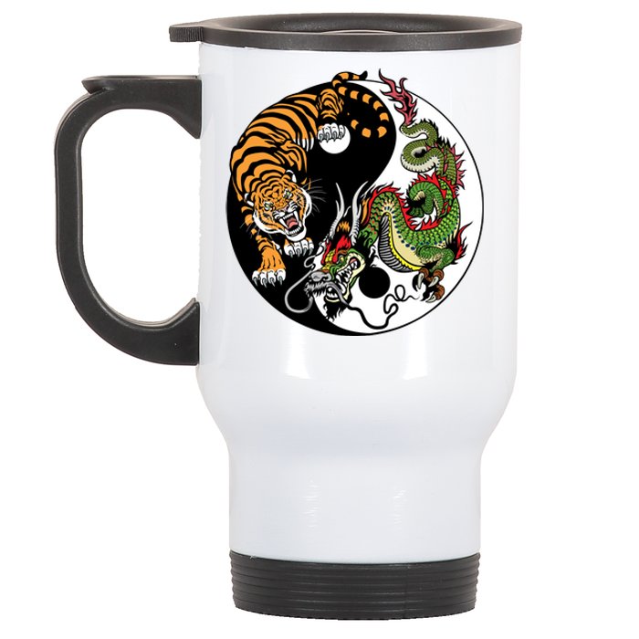 Ying Yang Tiger Dragon Stainless Steel Travel Mug