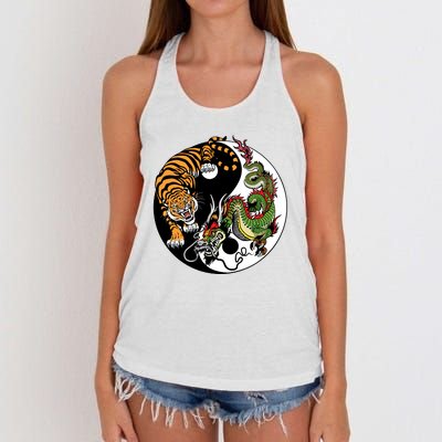 Ying Yang Tiger Dragon Women's Knotted Racerback Tank