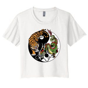 Ying Yang Tiger Dragon Women's Crop Top Tee