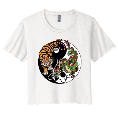 Ying Yang Tiger Dragon Women's Crop Top Tee