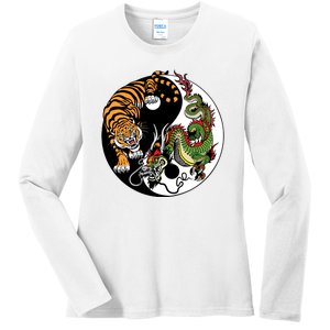 Ying Yang Tiger Dragon Ladies Long Sleeve Shirt