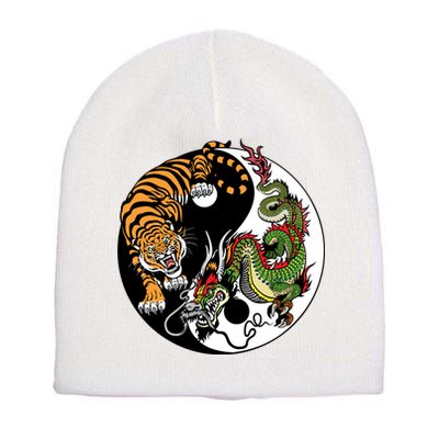 Ying Yang Tiger Dragon Short Acrylic Beanie