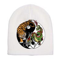 Ying Yang Tiger Dragon Short Acrylic Beanie