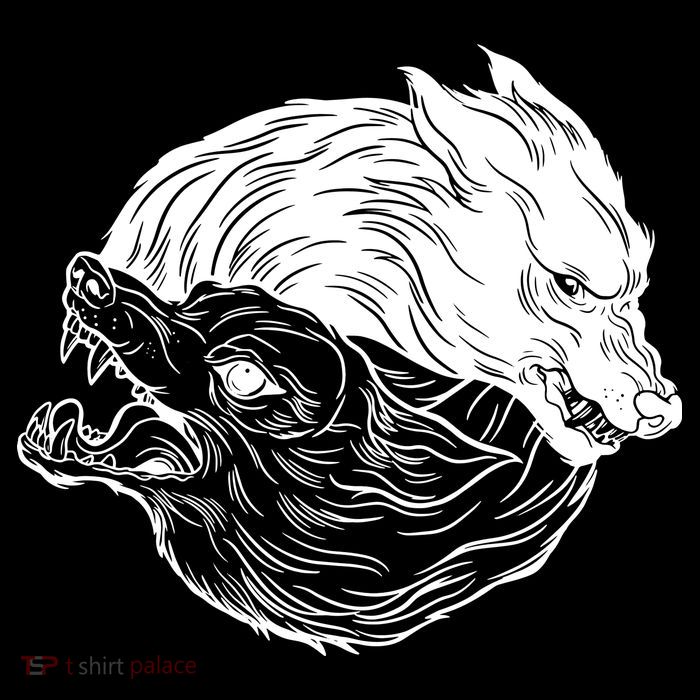 Ying Yang Wolves Button