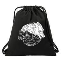 Ying Yang Wolves Drawstring Bag