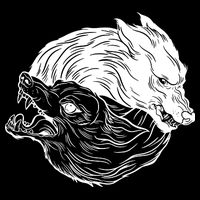 Ying Yang Wolves Drawstring Bag