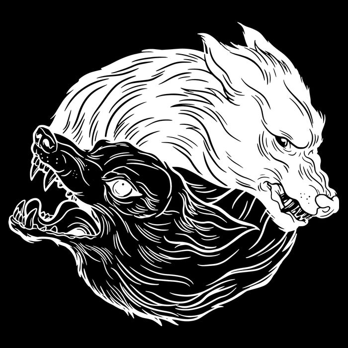 Ying Yang Wolves Drawstring Bag