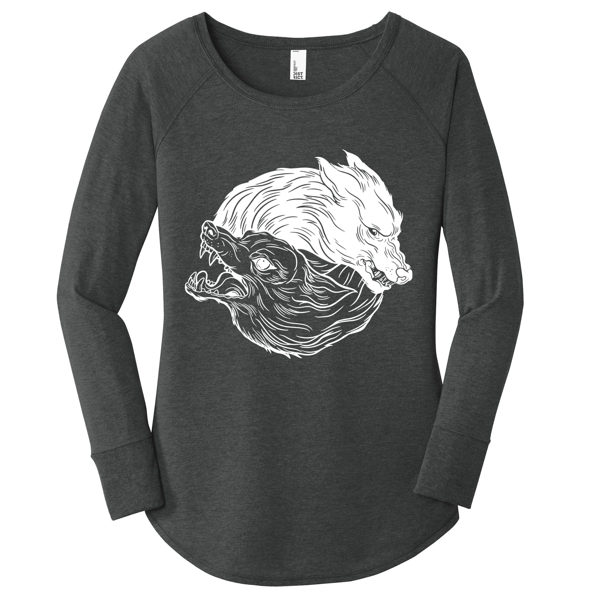 Ying Yang Wolves Women's Perfect Tri Tunic Long Sleeve Shirt