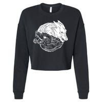 Ying Yang Wolves Cropped Pullover Crew