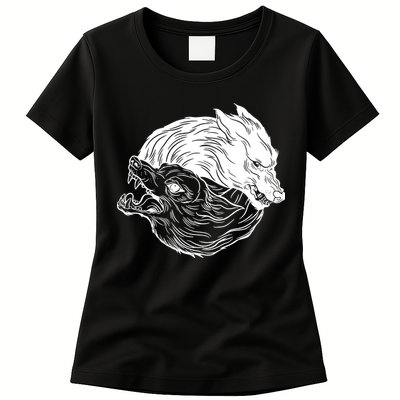 Ying Yang Wolves Womens T-Shirt