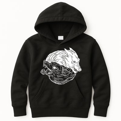 Ying Yang Wolves Kids Hoodie
