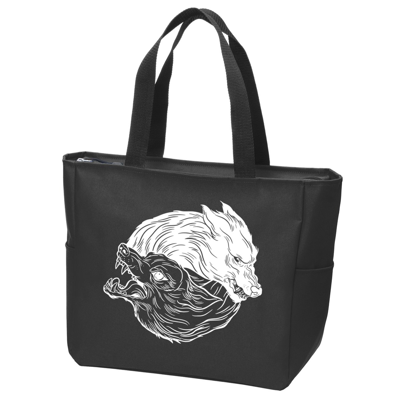 Ying Yang Wolves Zip Tote Bag
