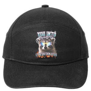 YouRe Into Pronouns Let Me Shethem Tiddies Funny Raccoon 7-Panel Snapback Hat