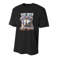 YouRe Into Pronouns Let Me Shethem Tiddies Funny Raccoon Youth Performance Sprint T-Shirt