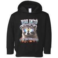 YouRe Into Pronouns Let Me Shethem Tiddies Funny Raccoon Toddler Hoodie