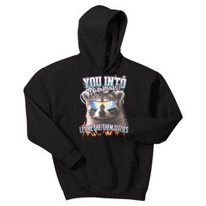 YouRe Into Pronouns Let Me Shethem Tiddies Funny Raccoon Kids Hoodie