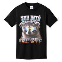 YouRe Into Pronouns Let Me Shethem Tiddies Funny Raccoon Kids T-Shirt