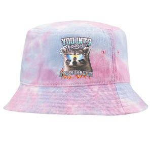 YouRe Into Pronouns Let Me Shethem Tiddies Funny Raccoon Tie-Dyed Bucket Hat