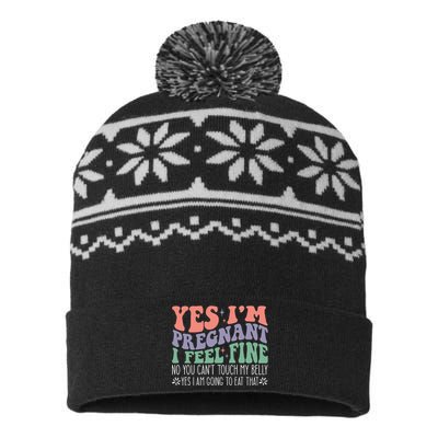 Yes Im Pregnant I Feel Fine Pregnant USA-Made Snowflake Beanie