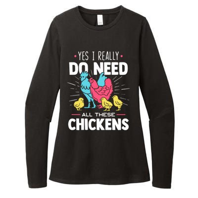 Yes I Really Do Need All These Chickens Funny Gift Funny Farmer Funny Gift Womens CVC Long Sleeve Shirt