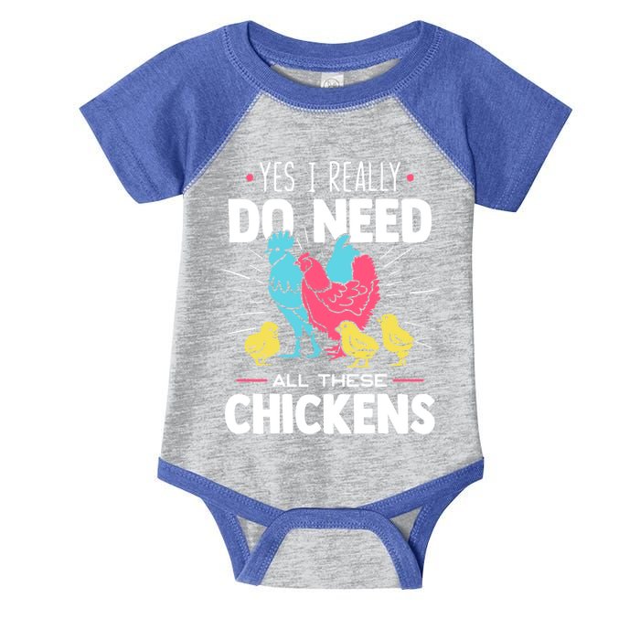 Yes I Really Do Need All These Chickens Funny Gift Funny Farmer Funny Gift Infant Baby Jersey Bodysuit