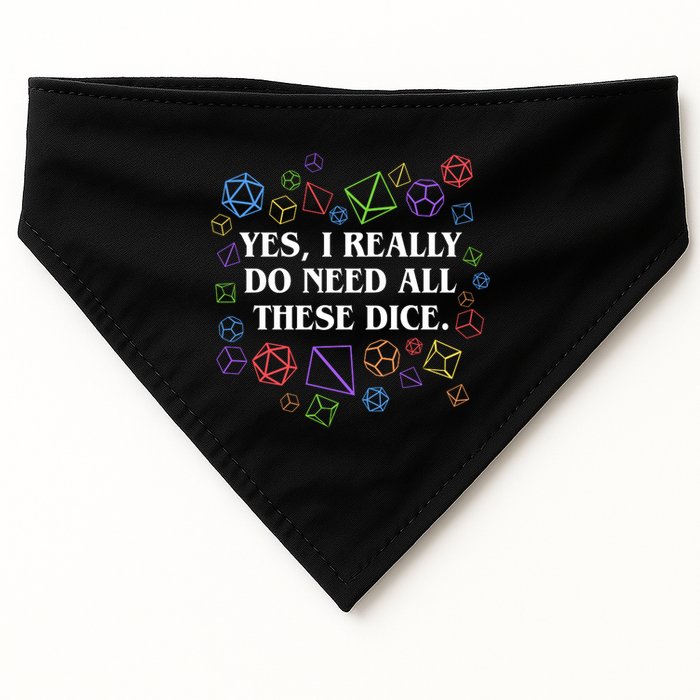 Yes I Really Do Need All These Dice Tabletop Rpg USA-Made Doggie Bandana
