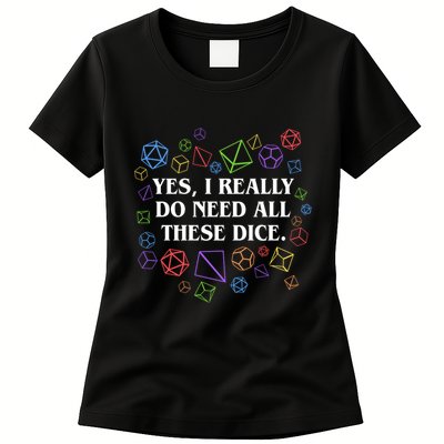 Yes I Really Do Need All These Dice Tabletop Rpg Womens T-Shirt
