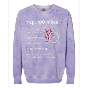 Yep I Rode 100 Miles Sarcastic Cyclist Cycling Ride  Colorblast Crewneck Sweatshirt