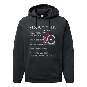 Yep I Rode 100 Miles Sarcastic Cyclist Cycling Ride  Performance Fleece Hoodie