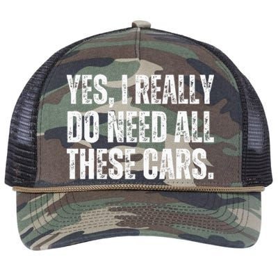 Yes I Really Do Need All These Cars Funny Garage Mechanic Retro Rope Trucker Hat Cap