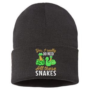 Yes I Really Do Need All These Snakes Reptile Python Sustainable Knit Beanie