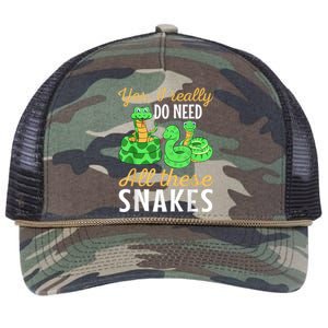 Yes I Really Do Need All These Snakes Reptile Python Retro Rope Trucker Hat Cap