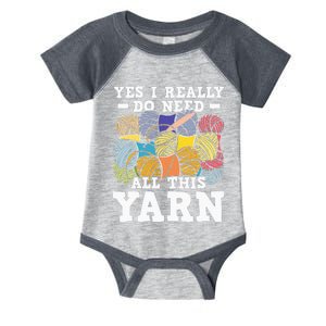 Yes I Really Do Need All This Yarn Knitting Crocheting Infant Baby Jersey Bodysuit