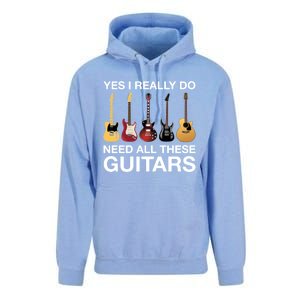 Yes I Really Do Need All These Guitars Active Unisex Surf Hoodie