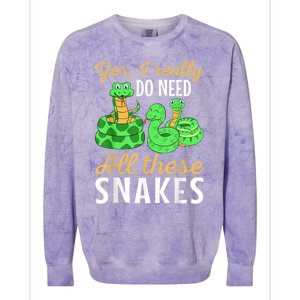 Yes I Really Do Need All These Snakes Reptile Python Colorblast Crewneck Sweatshirt