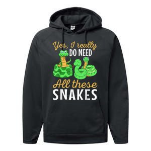 Yes I Really Do Need All These Snakes Reptile Python Performance Fleece Hoodie