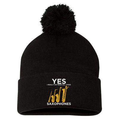 Yes I Really Do Need All These Saxophones Pom Pom 12in Knit Beanie